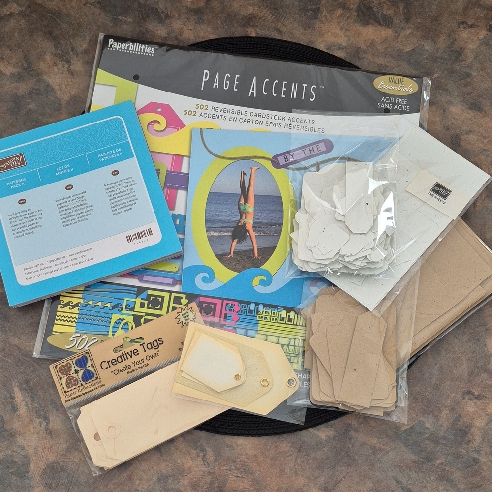 PAGE ACCENTS Multicolor Paper Die Cuts, STAMPIN' UP! Tags & 6"x6" Pattern Paper
